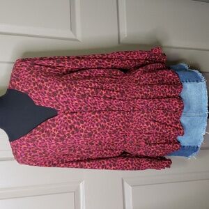 CAFFE Marrakesh CMC & R Animal print button down long sleeve top size Medium